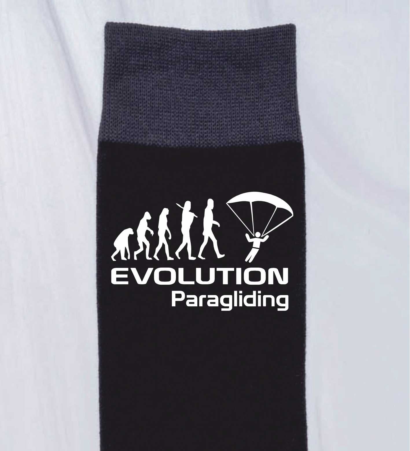 Evolution Of Paragliding Funny Men's Black Novelty Socks Birthday Gift