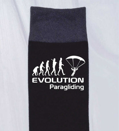 Evolution Of Paragliding Funny Men's Black Novelty Socks Birthday Gift