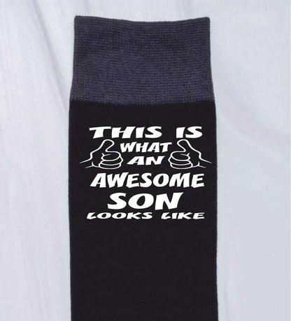 Awesome Son Funny Men's Black Novelty Socks Gift For Son's