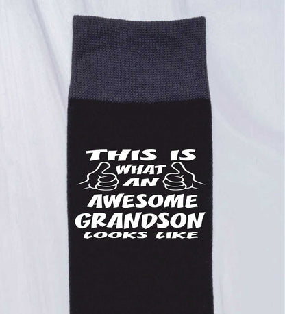 Awesome Grandson Funny Men's Black Novelty Socks Gift For Grandson's