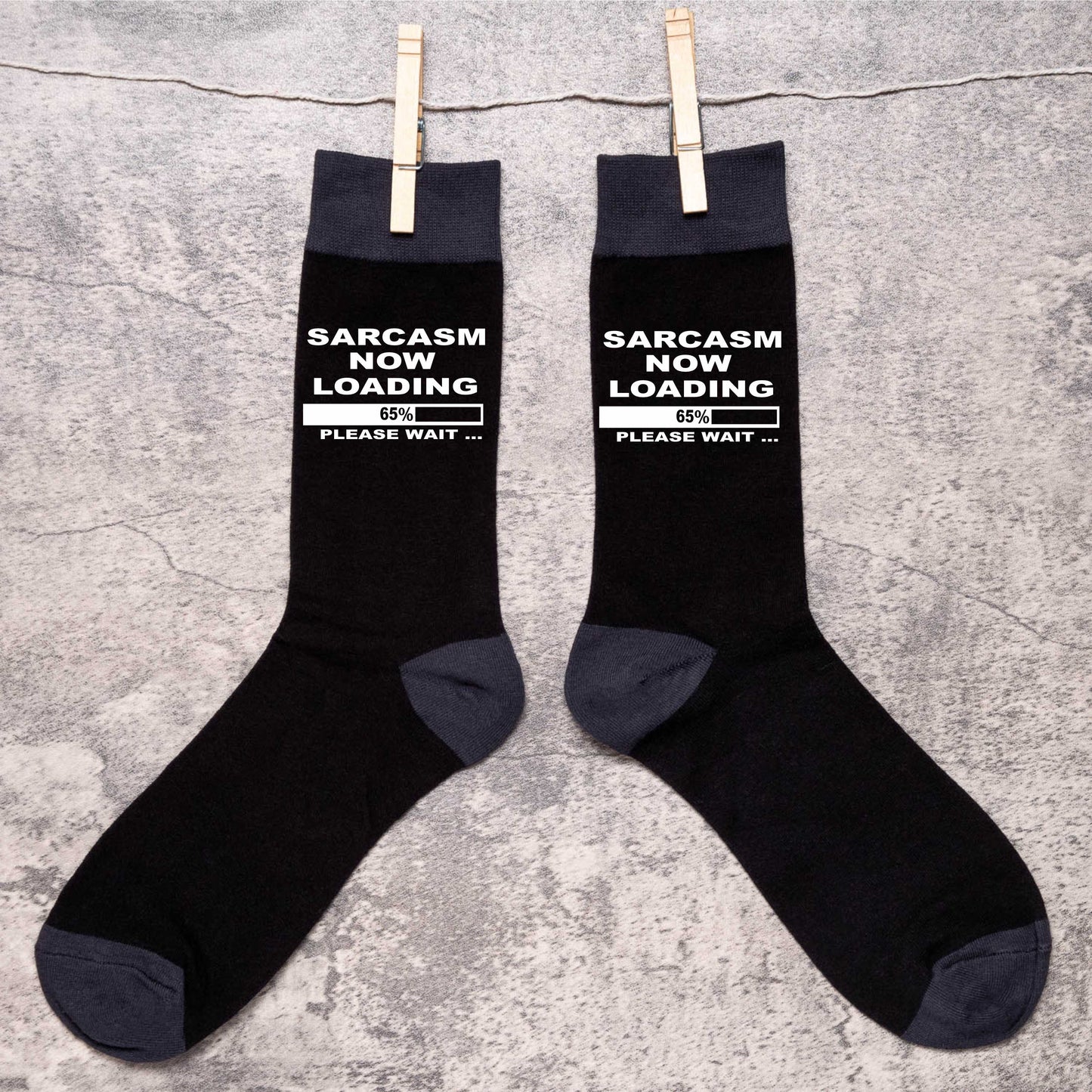 Sarcasm Loading Funny Men's Black Novelty Socks Birthday Joke Gift