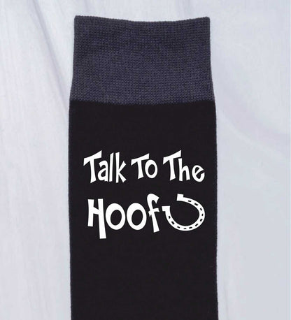 Talk to The Hoof Funny Men's Black Novelty Socks Horse Riding Gift