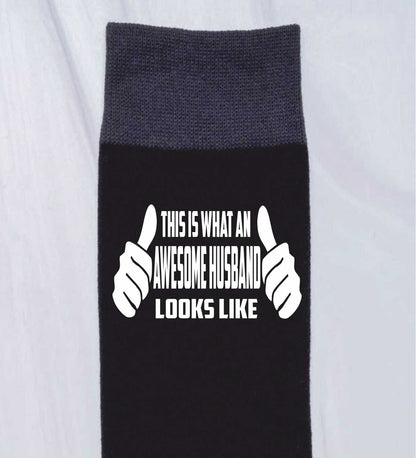 Awesome Husband Funny Men's Black Novelty Socks Birthday Gift For Husbands