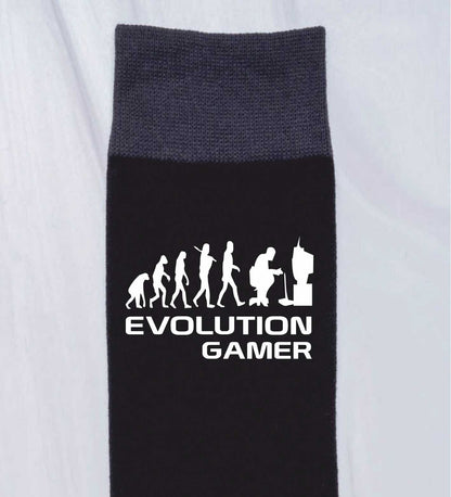 Evolution Of A Gamer Funny Men's Black Novelty Socks Gaming Birthday Gift