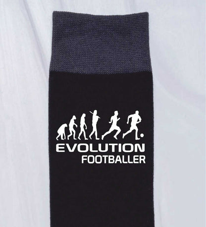 Evolution Of Footballer Funny Men's Black Novelty Socks Footballing Gift