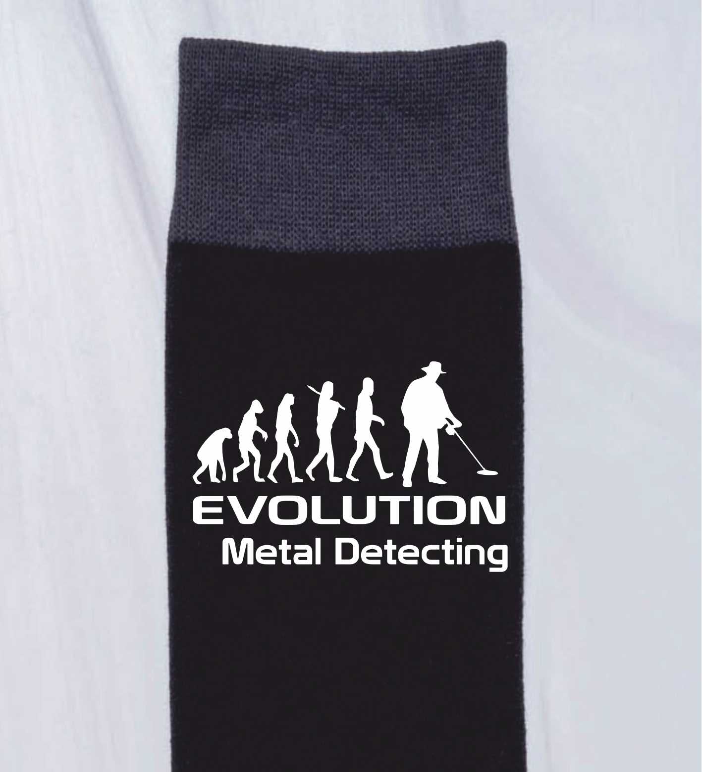 Evolution Of Metal Detecting Funny Men's Black Novelty Socks Birthday Gift