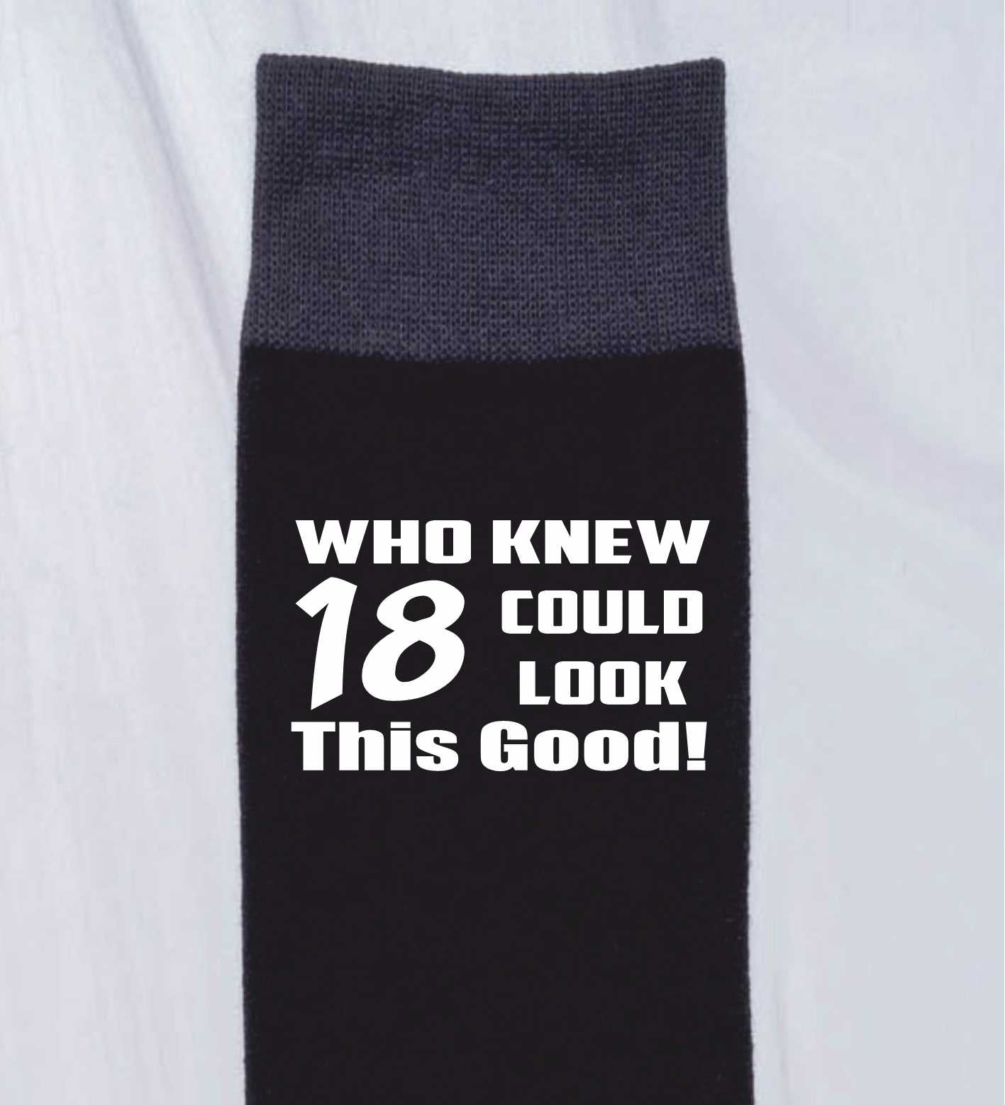 Who Knew 18 Men's Black Funny Socks Novelty 18th Birthday Gift