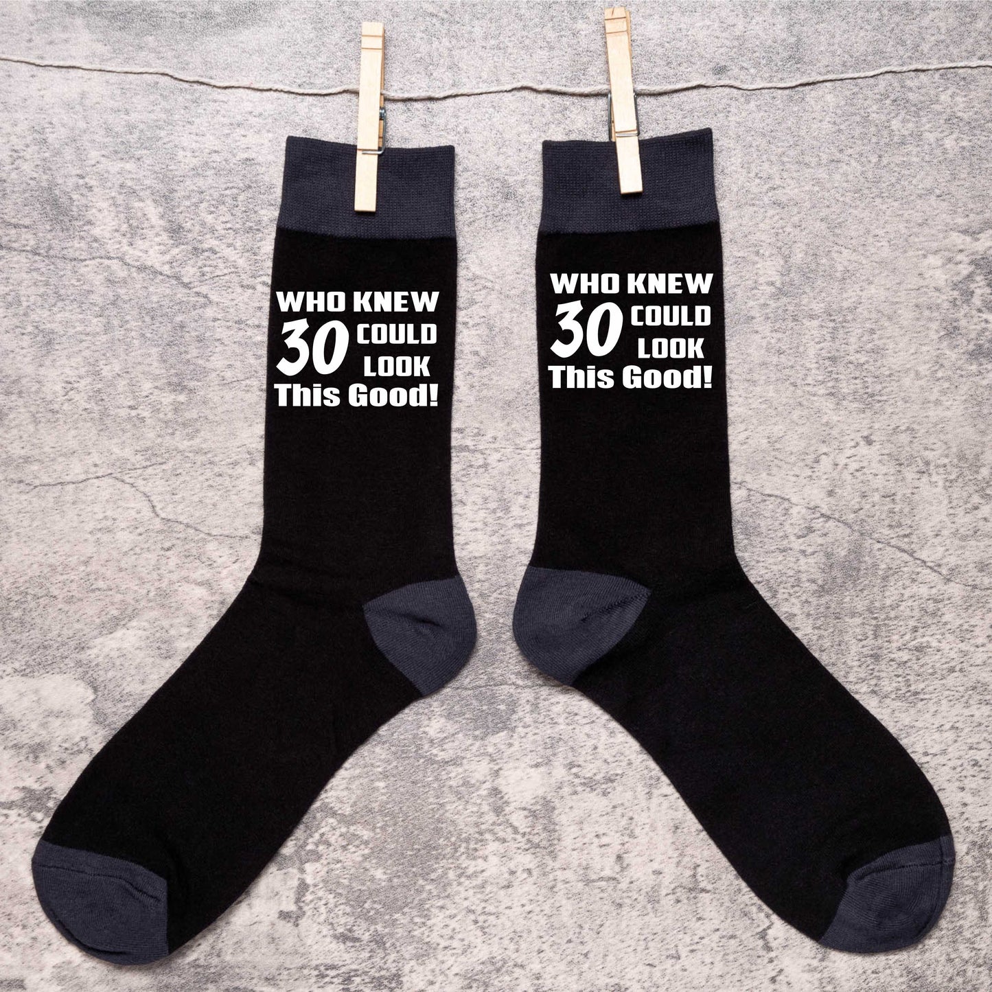 Who Knew 30 Men's Black Funny Socks Novelty 30th Birthday Gift