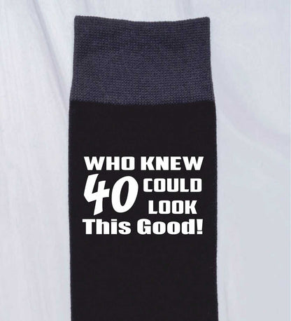 Who Knew 40 Men's Black Funny Socks Novelty 40th Birthday Gift