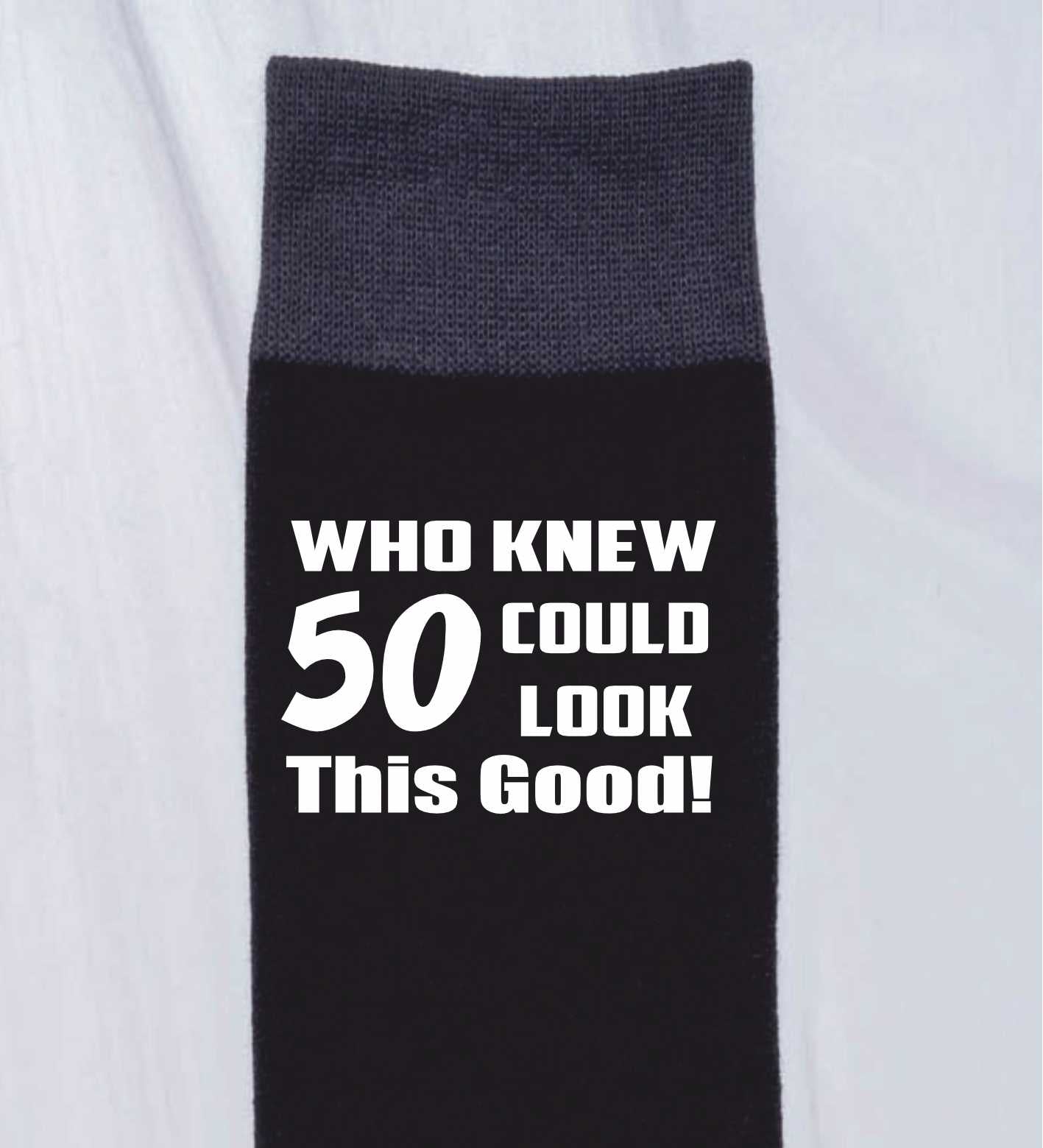 Who Knew 50 Men's Black Funny Socks Novelty 50th Birthday Gift