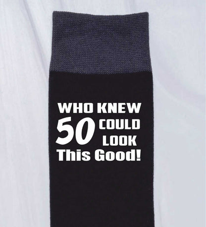 Who Knew 50 Men's Black Funny Socks Novelty 50th Birthday Gift