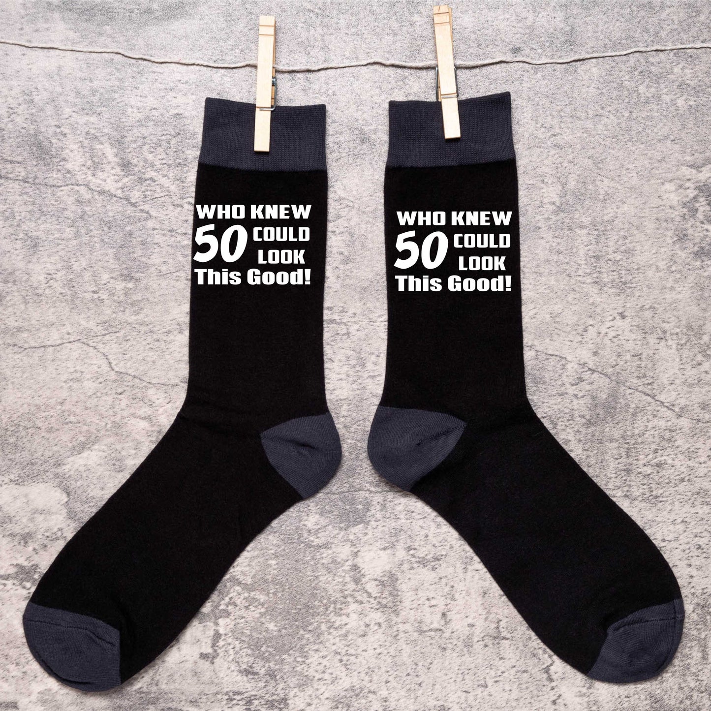 Who Knew 50 Men's Black Funny Socks Novelty 50th Birthday Gift