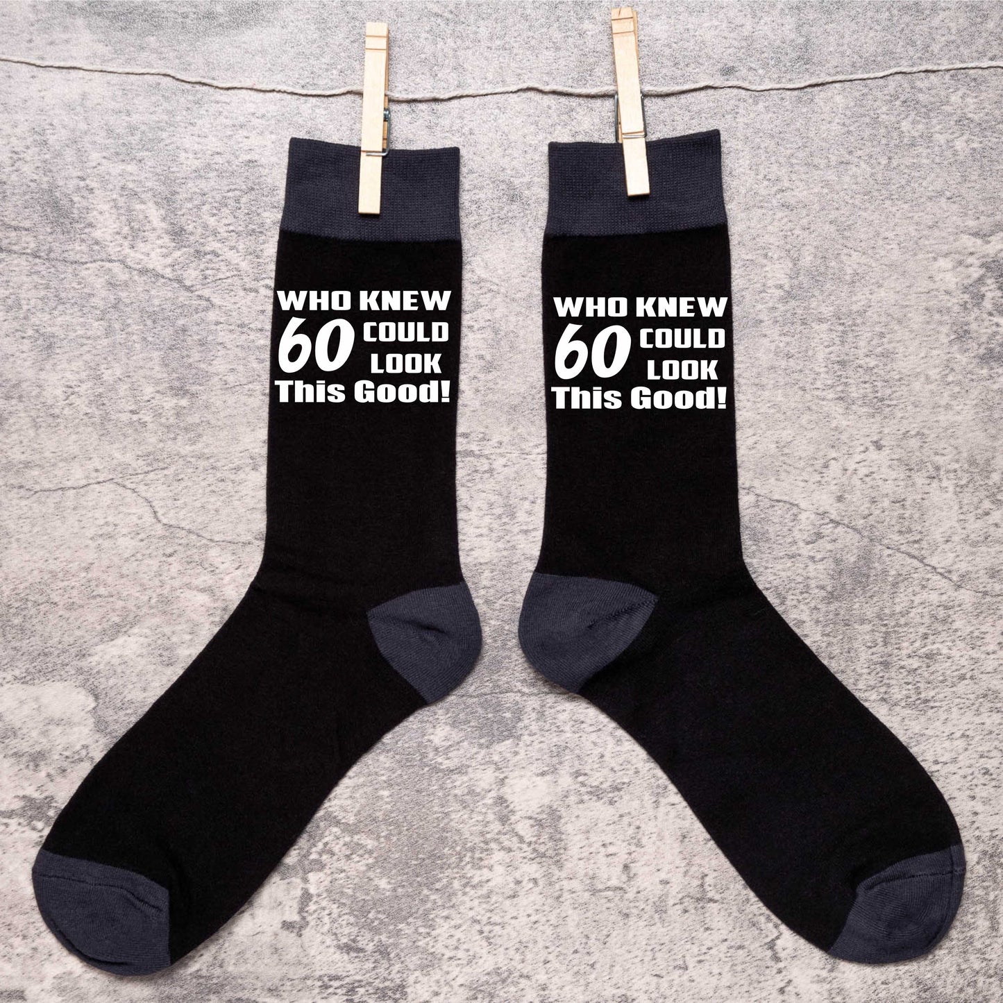 Who Knew 60 Men's Black Funny Socks Novelty 60th Birthday Gift