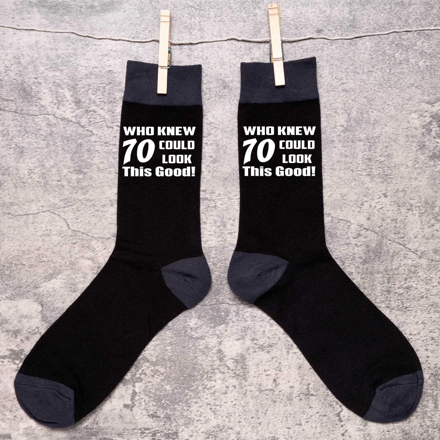 Who Knew 70 Men's Black Funny Socks Novelty 70th Birthday Gift