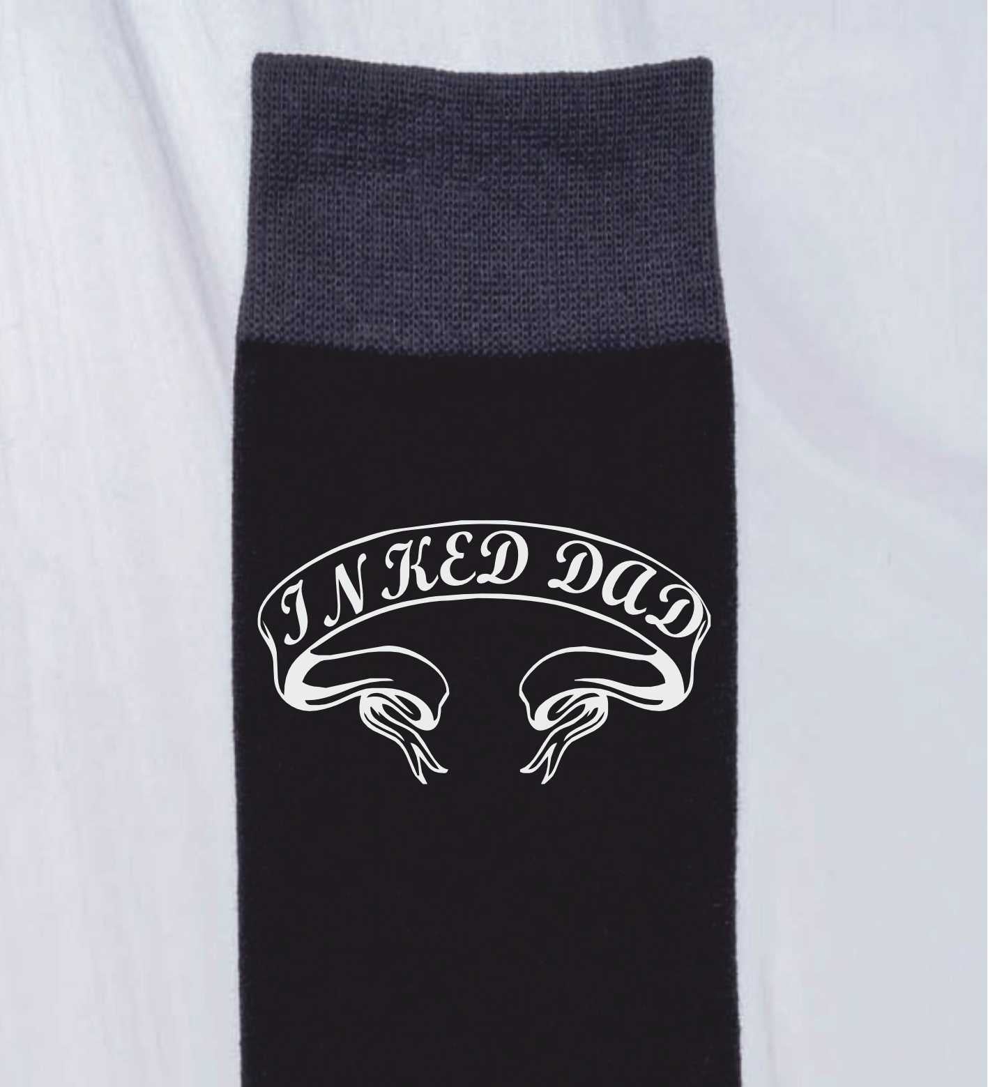 Inked Dad Funny Men's Black Novelty Socks Great Tattoo Gift Idea