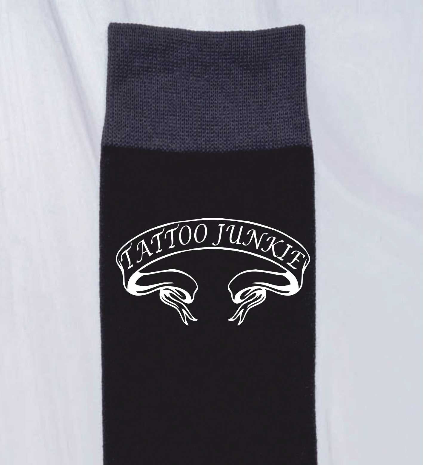 Tattoo Junkie Funny Men's Black Novelty Socks Great Tattoo Gift Idea