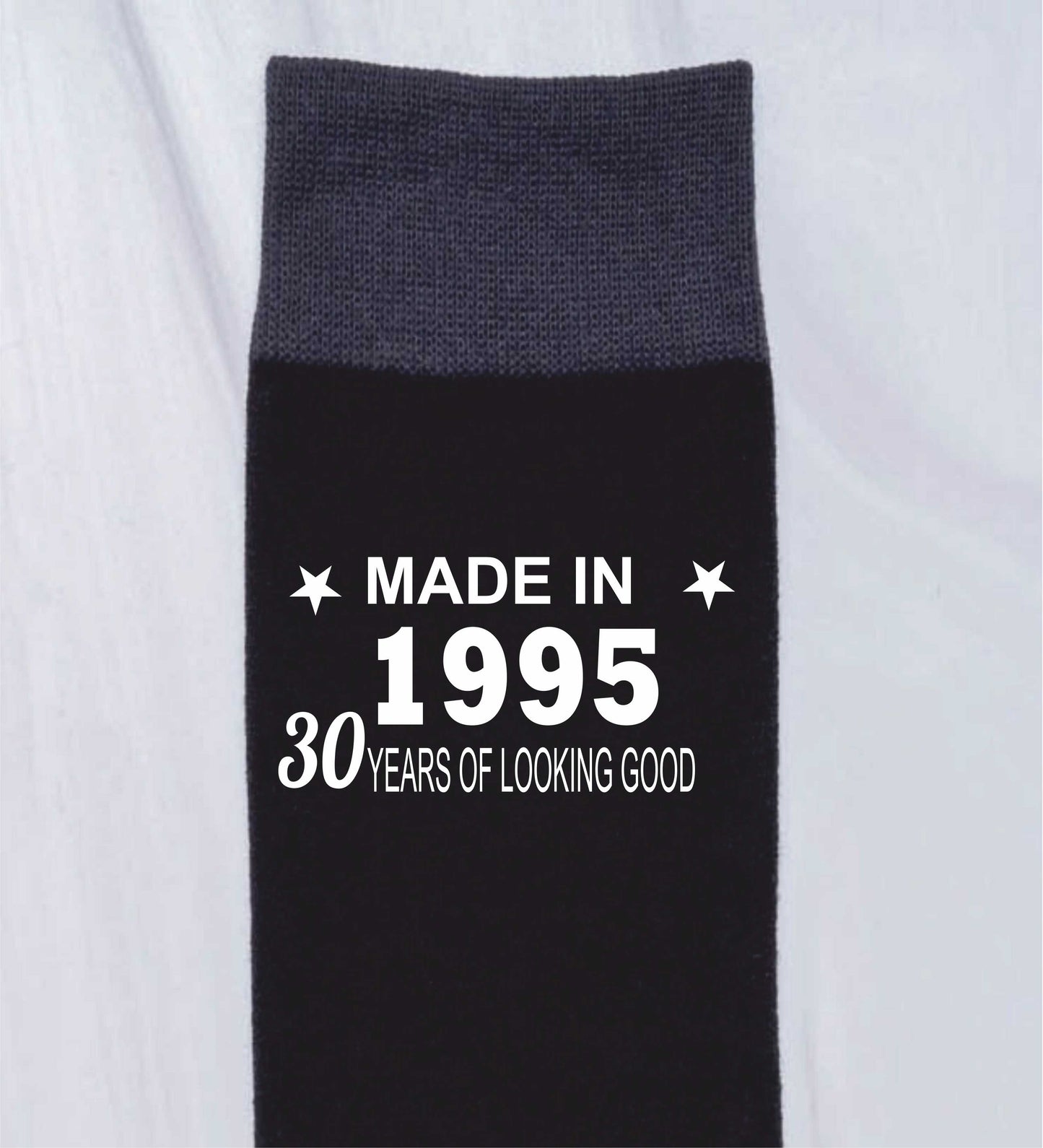 30th Birthday Born in 1995 Mens Novelty Socks Black 30 Year Old Gift