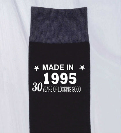 30th Birthday Born in 1995 Mens Novelty Socks Black 30 Year Old Gift