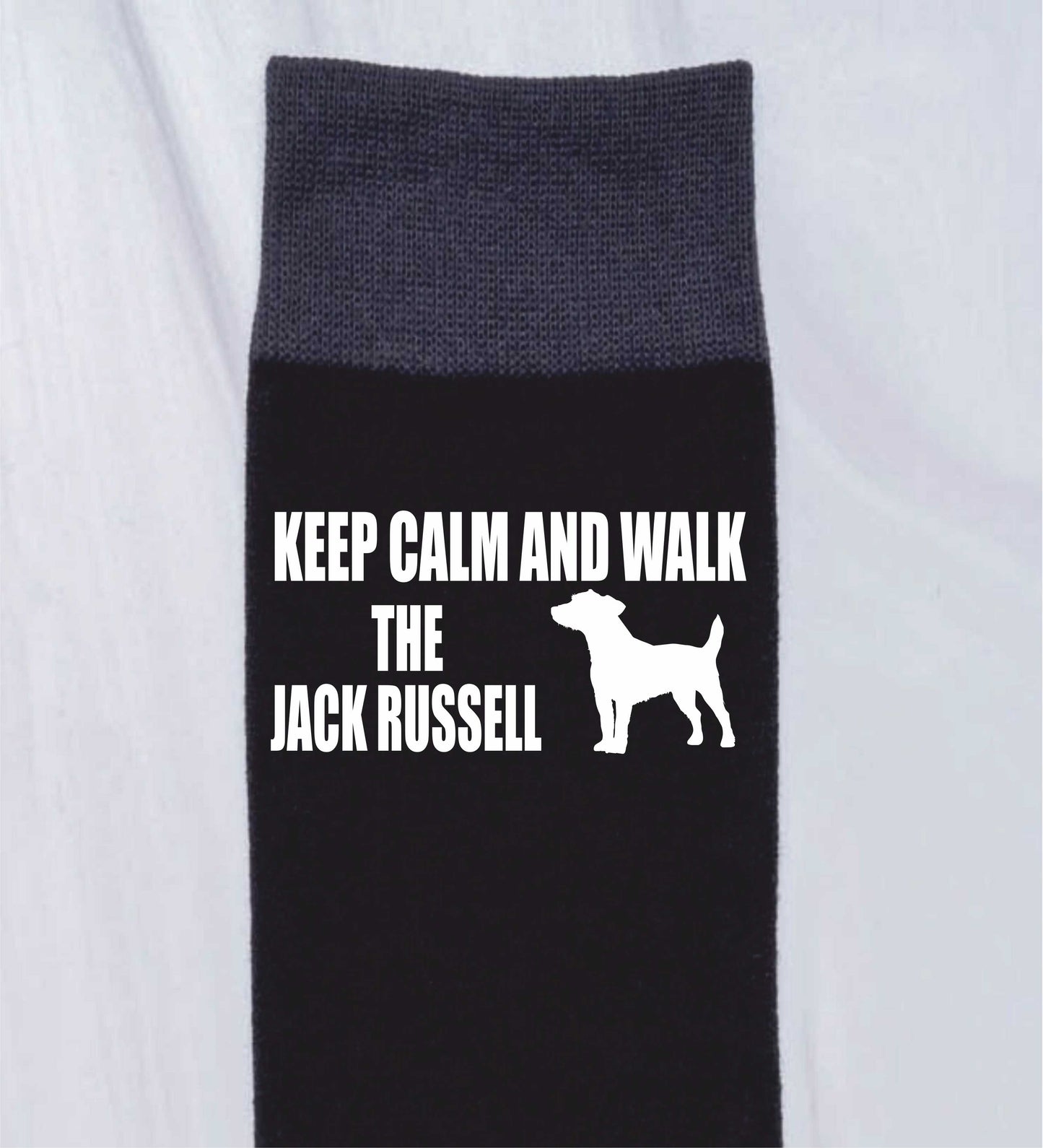 Keep Calm & Walk Jack Russell Men's Novelty Socks Black Dog Lovers Gift