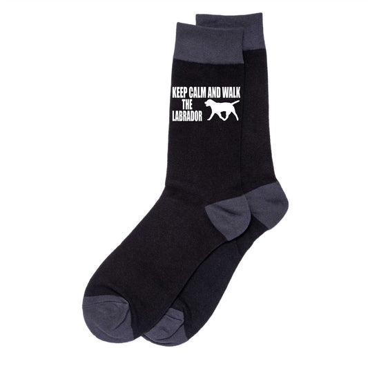 Keep Calm & Walk The Labrador Men's Novelty Socks Black Dog Lovers Gift