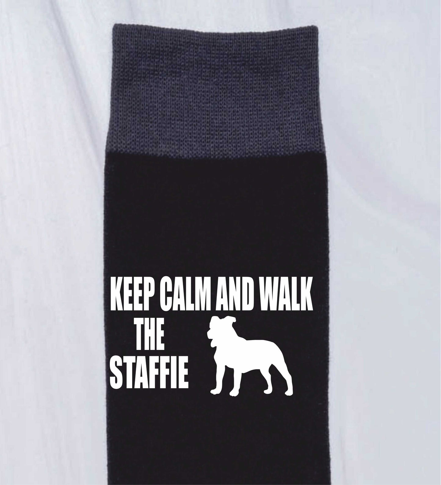 Keep Calm & Walk The Staffie Men's Novelty Socks Black Dog Lovers Gift