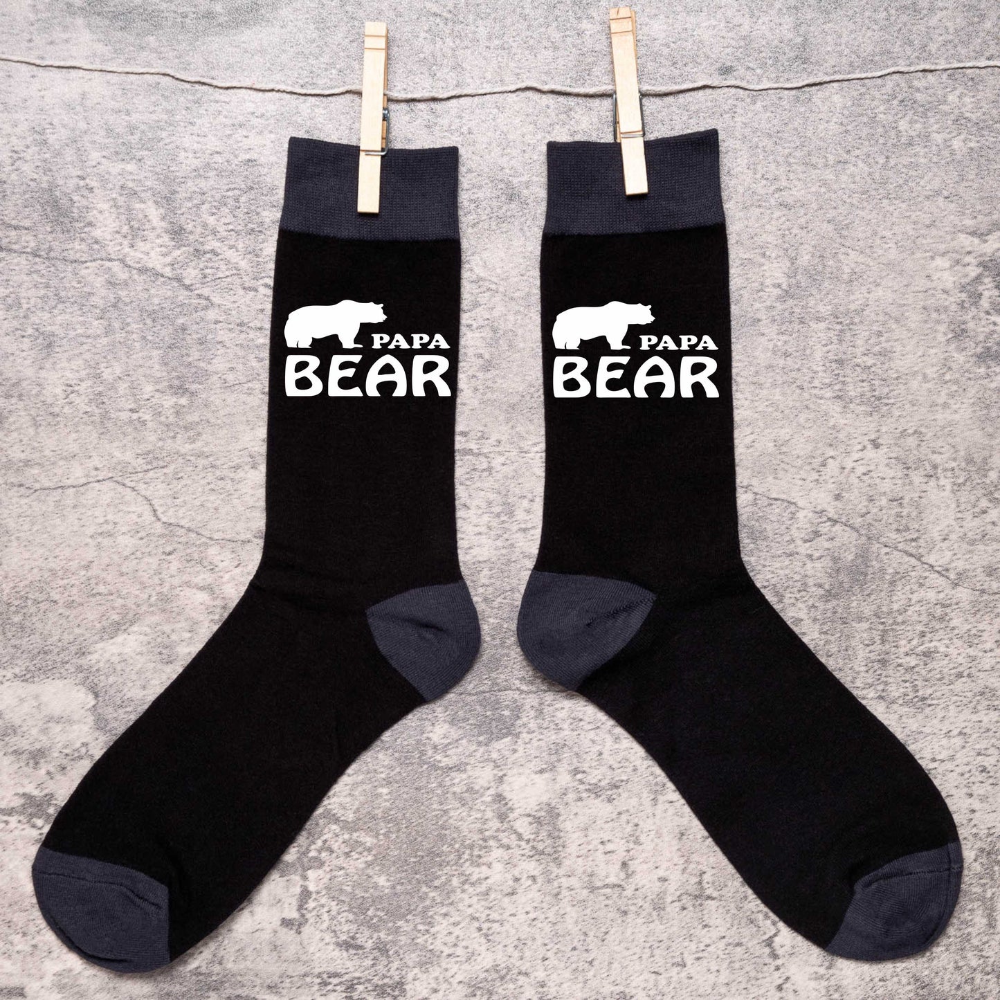 Papa Bear Father's Day Gift Funny Men's Black Novelty Socks Birthday Gift