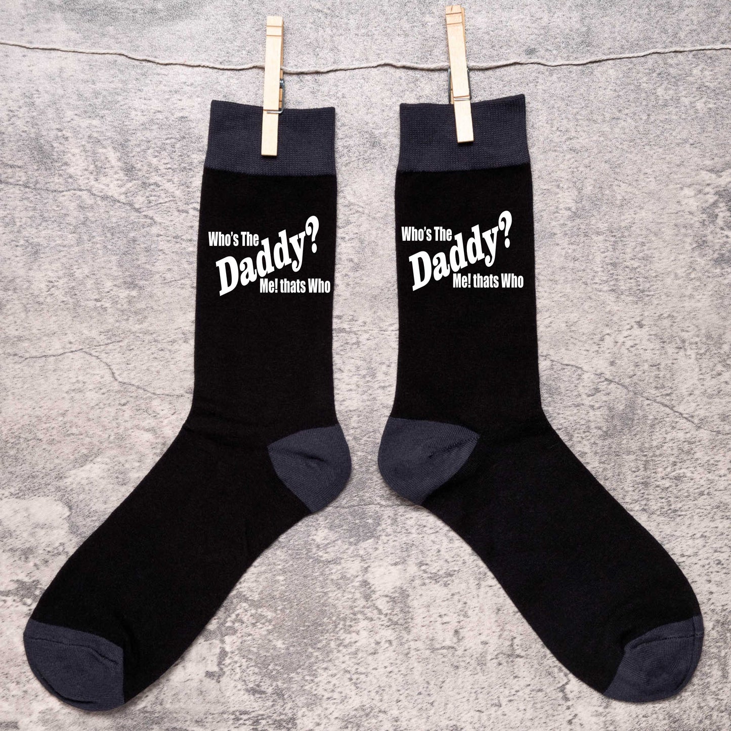 Who's The Daddy New Dad Gift Funny Men's Black Novelty Socks Birthday Gift