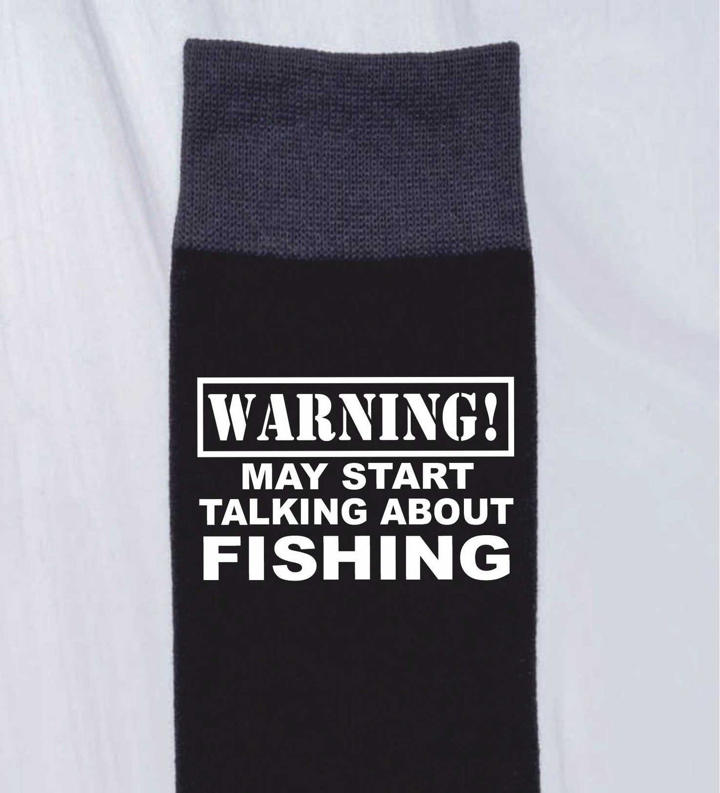 Warning May Talk About Fishing Men's Black Novelty Socks Birthday Gift