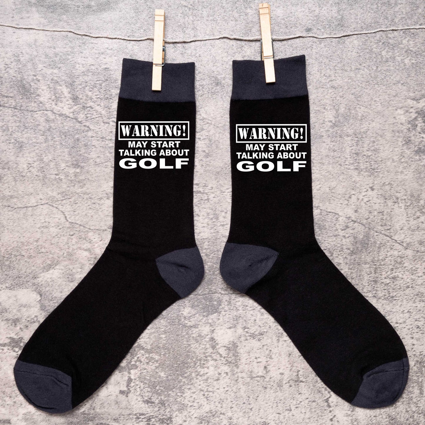 Warning May Talk About Golf Men's Black Novelty Socks Birthday Gift