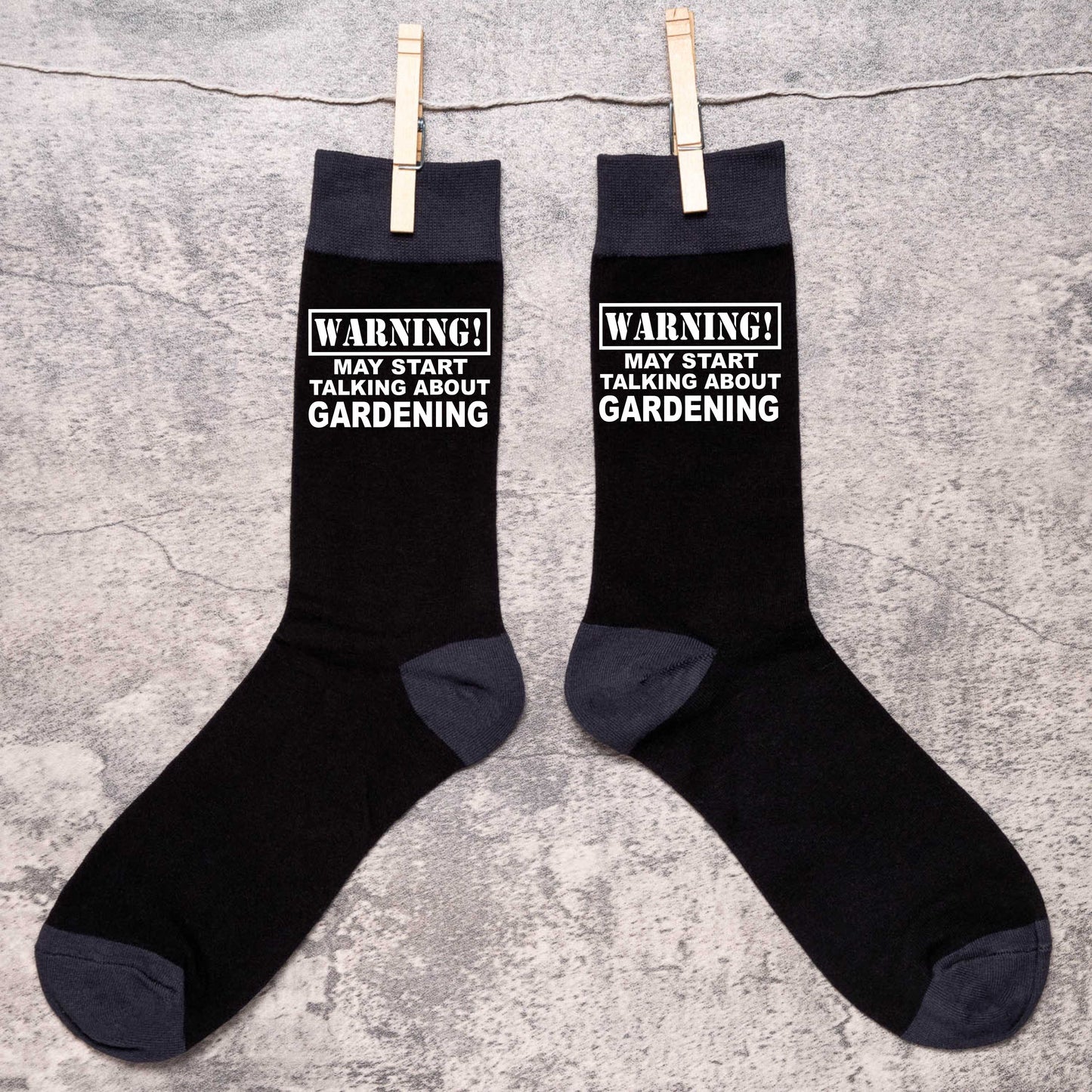 Warning May Talk About Gardening Men's Black Novelty Socks Birthday Gift