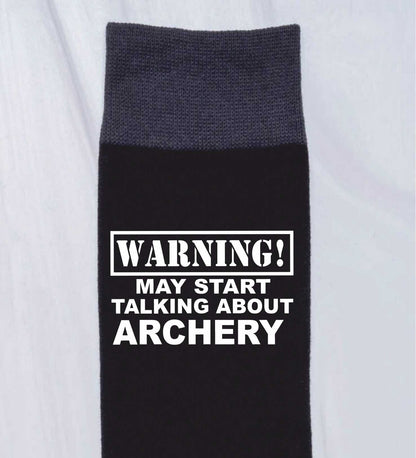 Warning May Talk About Archery Men's Black Novelty Socks Birthday Gift