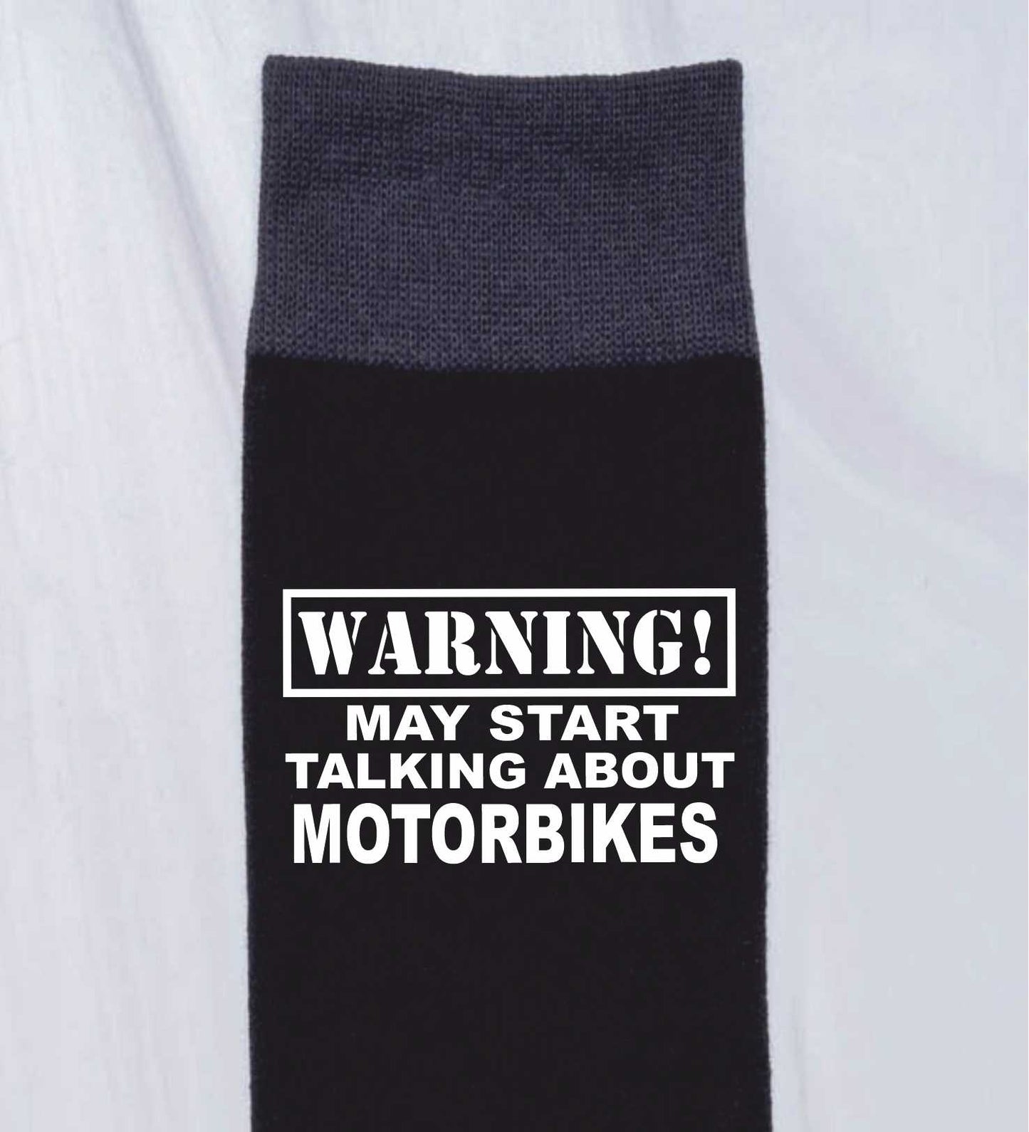 Warning May Talk About Motorbikes Men's Black Novelty Socks Birthday Gift