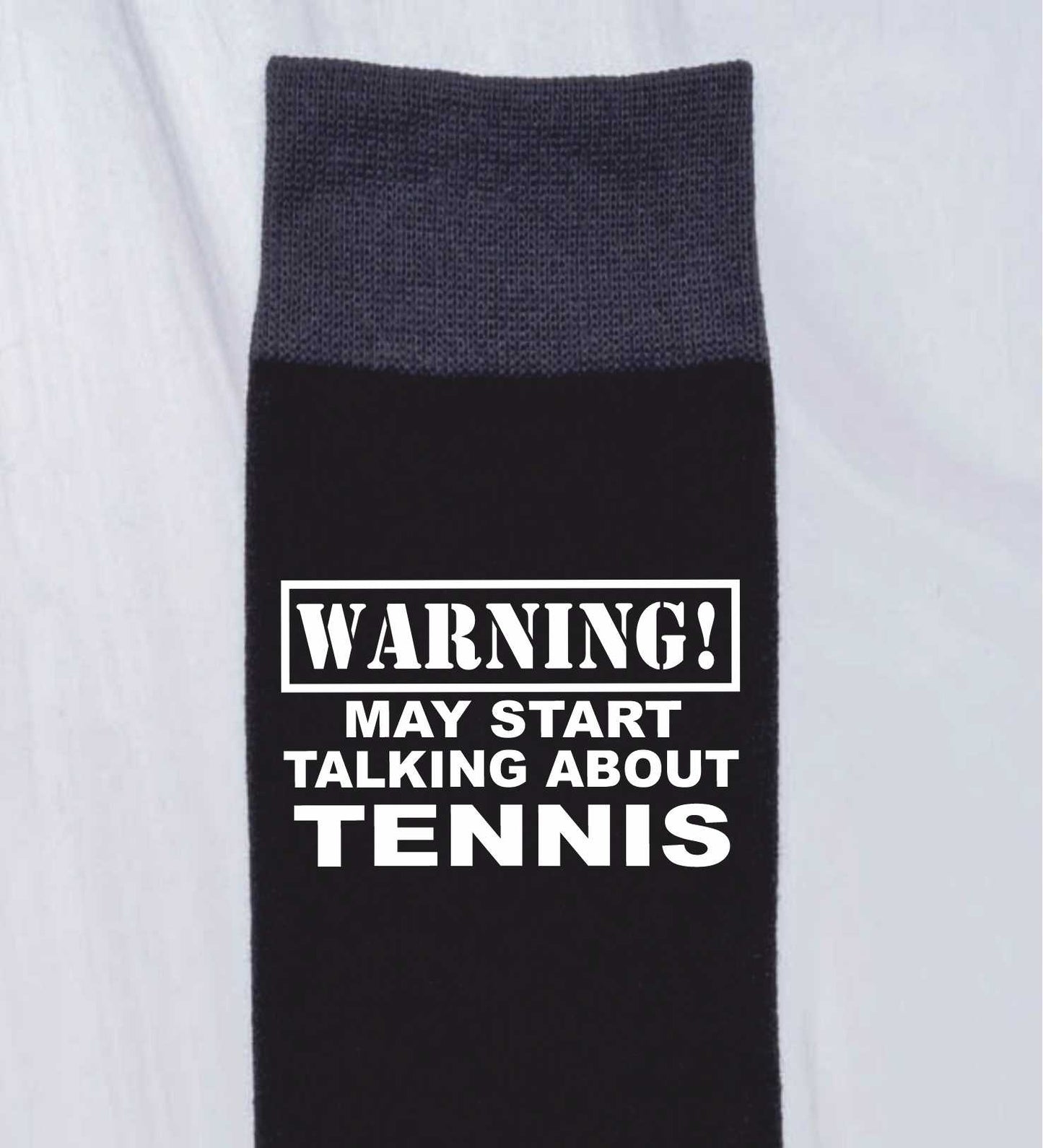 Warning May Talk About Tennis Men's Black Novelty Socks Birthday Gift