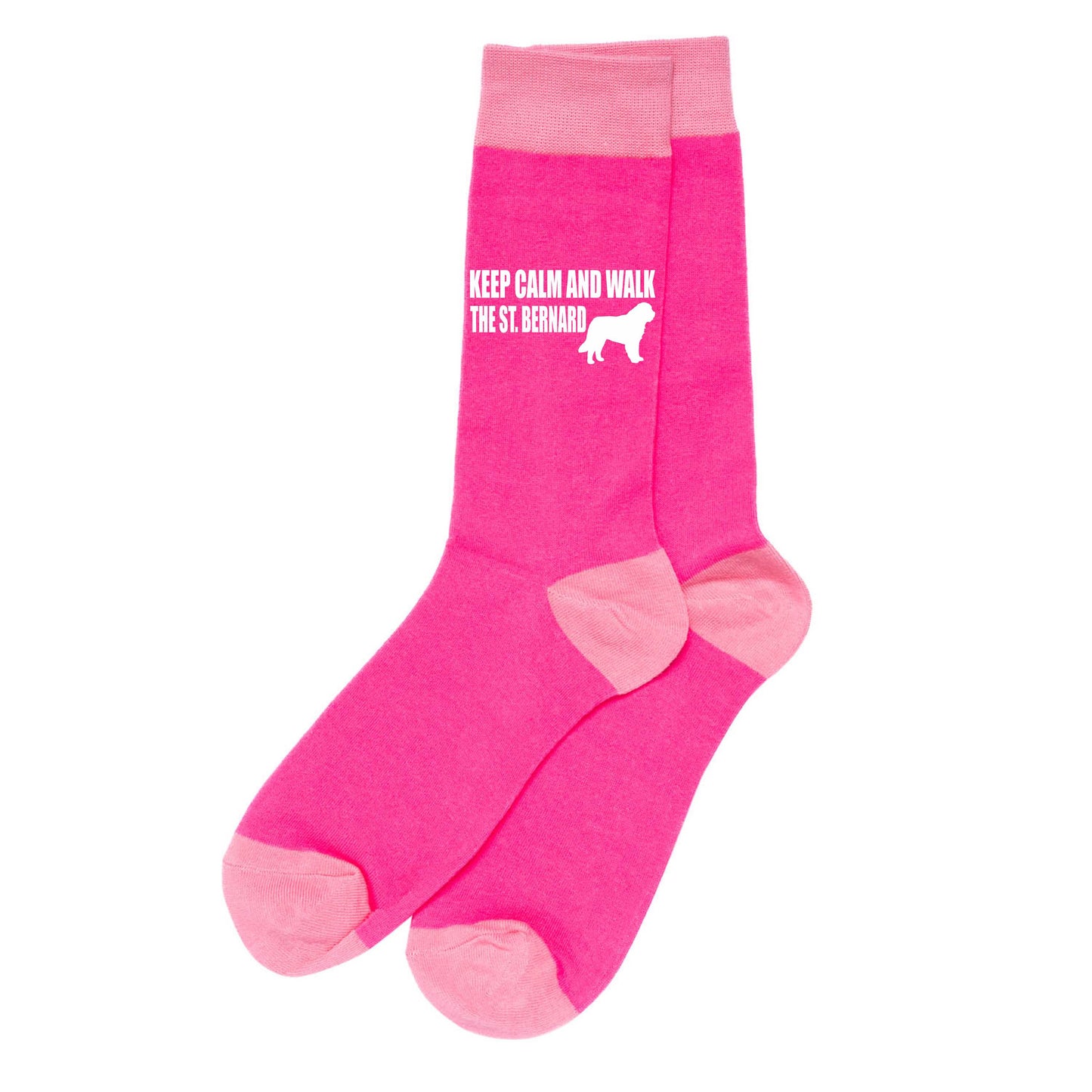 Keep Calm & Walk Saint Bernard Ladies Novelty Socks Pink Dog Lovers Gift