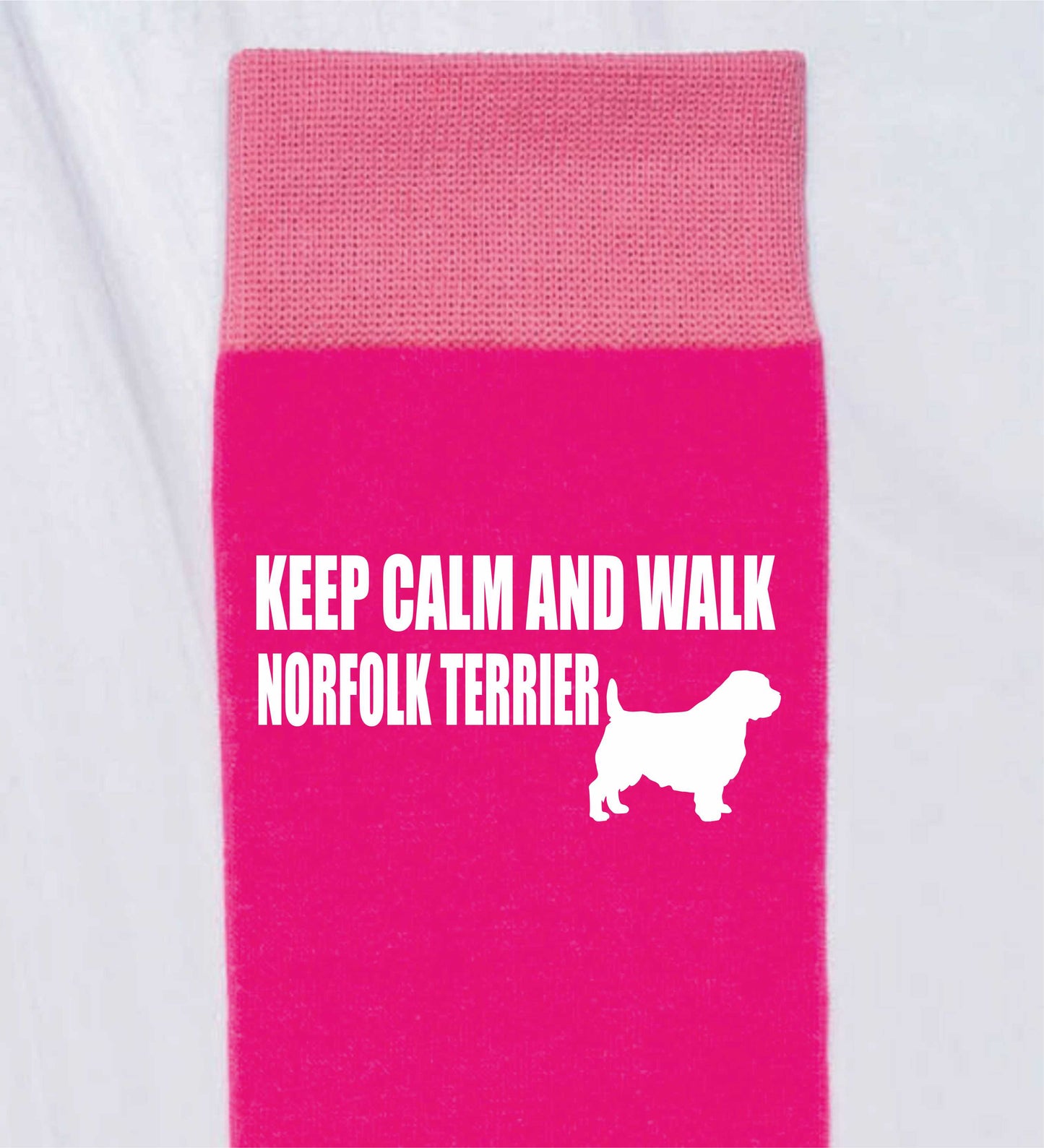 Keep Calm & Walk Norfolk Terrier Ladies Novelty Socks Pink Dog Lovers Gift