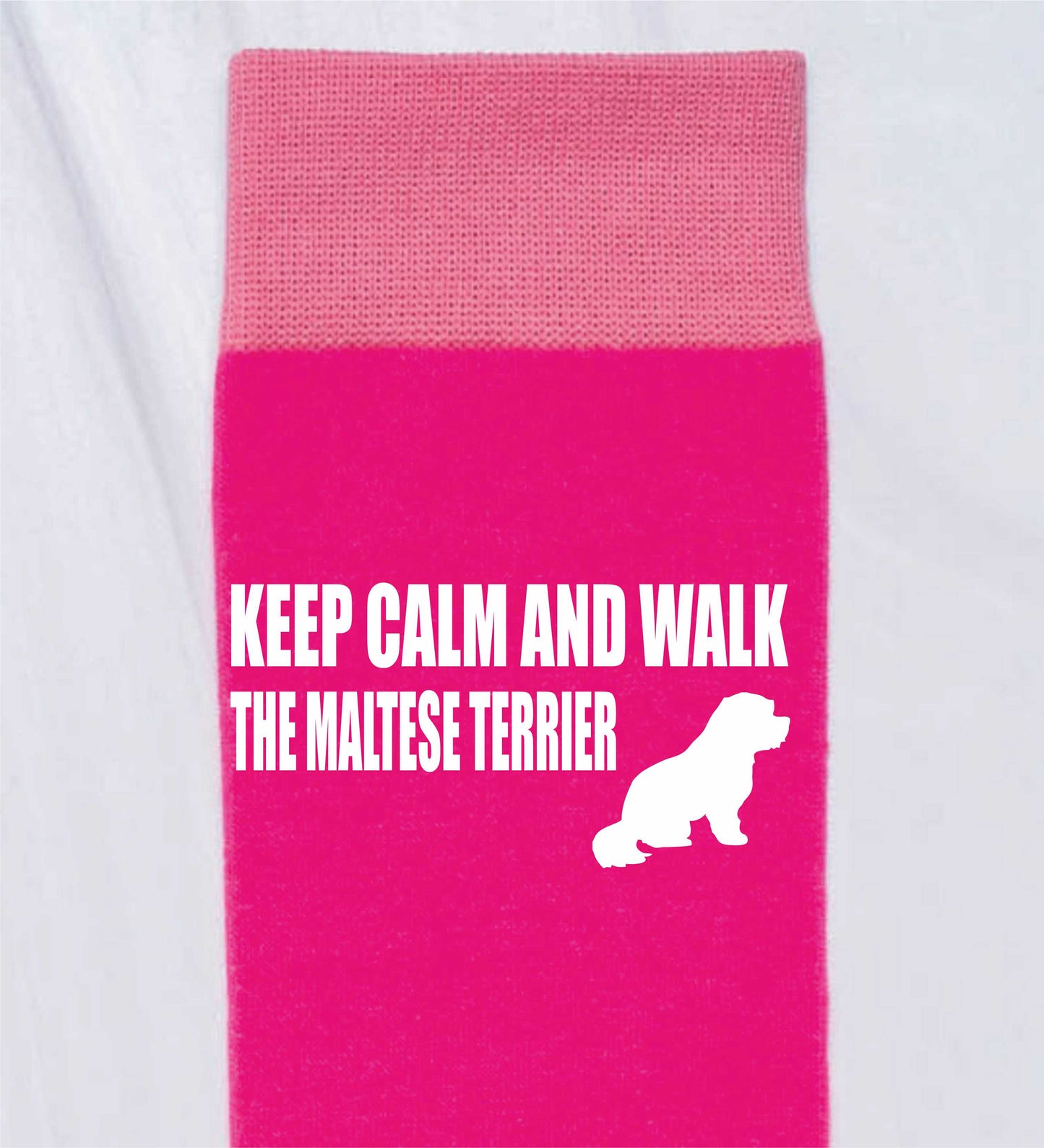 Keep Calm & Walk Maltese Terrier Ladies Novelty Socks Pink Dog Lovers Gift