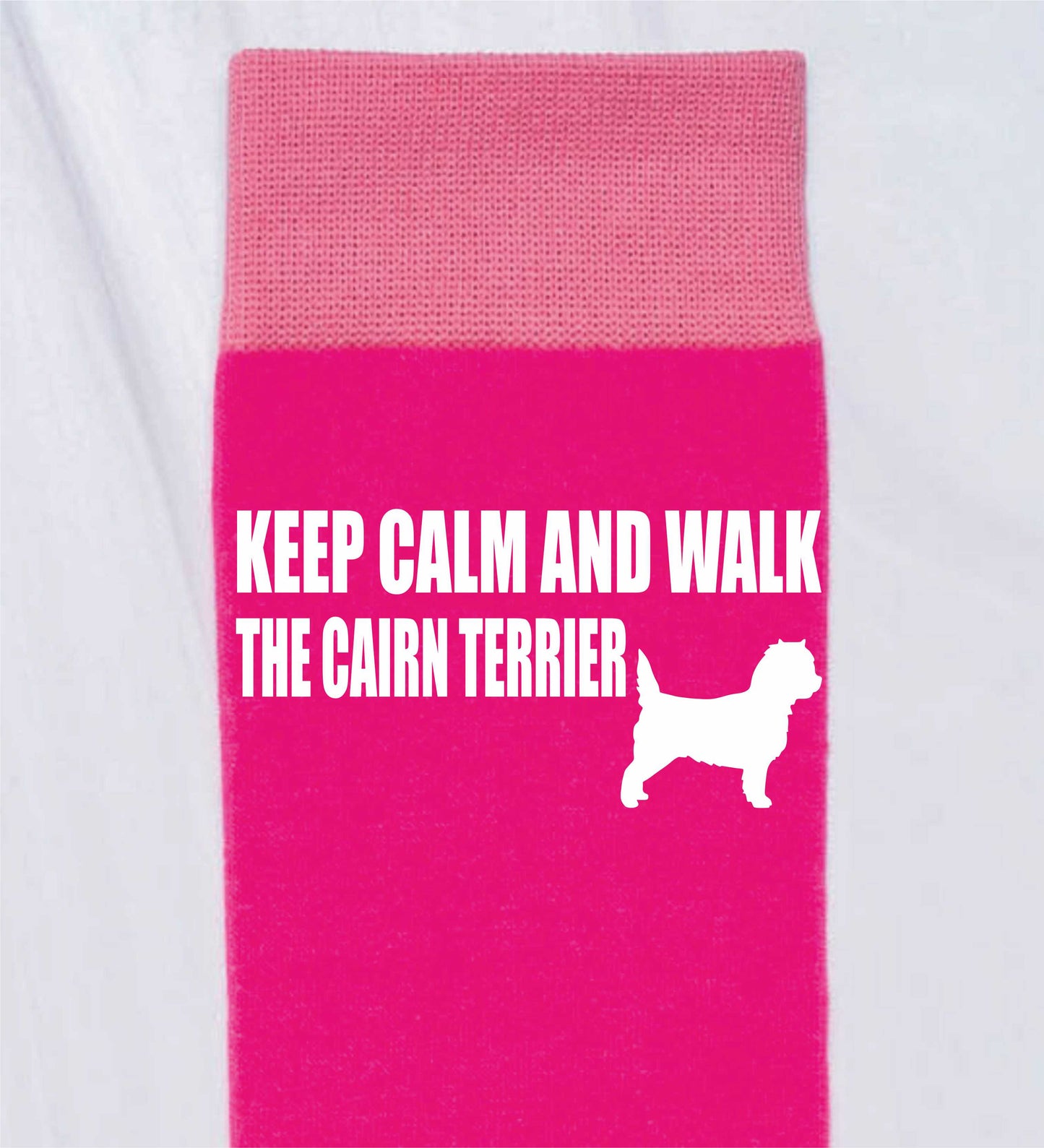 Keep Calm & Walk Cairn Terrier Ladies Novelty Socks Pink Dog Lovers Gift