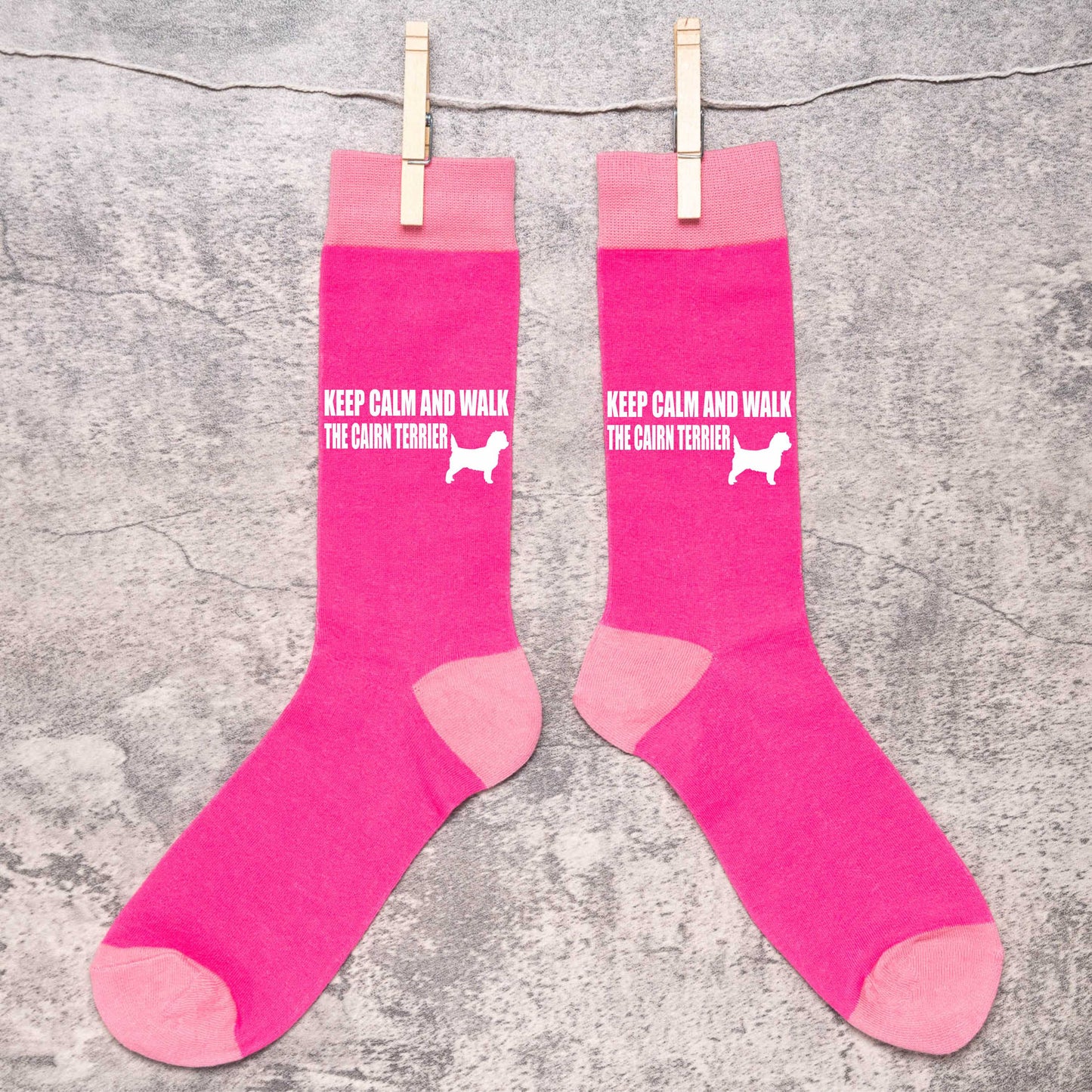 Keep Calm & Walk Cairn Terrier Ladies Novelty Socks Pink Dog Lovers Gift