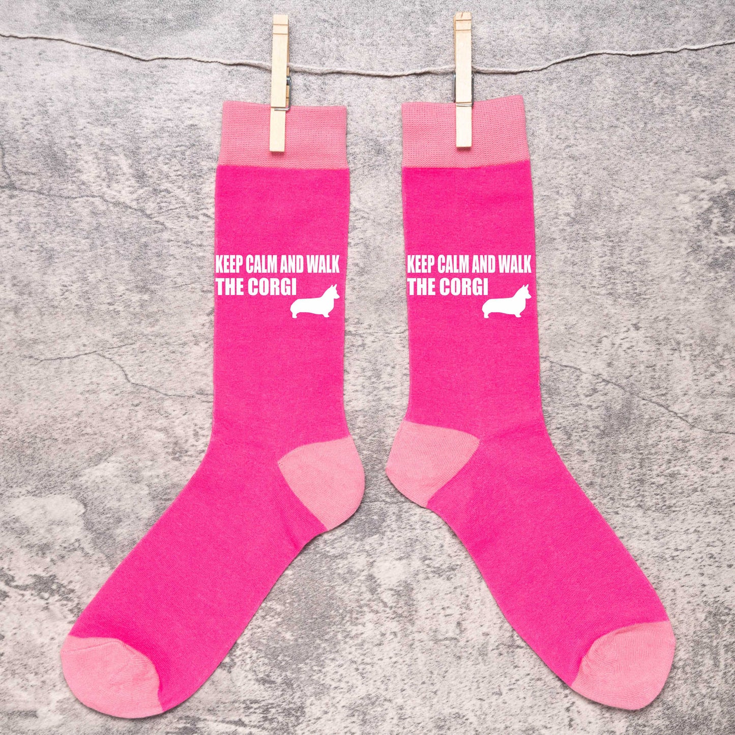 Keep Calm & Walk The Corgi Ladies Novelty Socks Pink Dog Lovers Gift