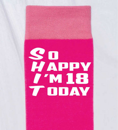 18th Birthday Gift 18 Year Old Gift Ladies Pink Funny Socks Novelty Age 18