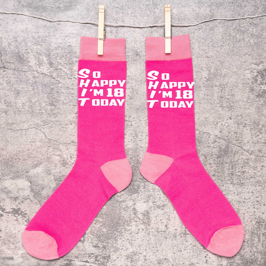 18th Birthday Gift 18 Year Old Gift Ladies Pink Funny Socks Novelty Age 18