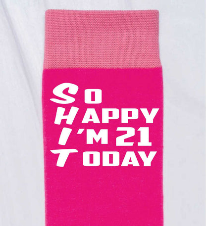 21st Birthday Gift 21 Year Old Gift Ladies Pink Funny Socks Novelty Age 21