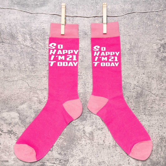 21st Birthday Gift 21 Year Old Gift Ladies Pink Funny Socks Novelty Age 21