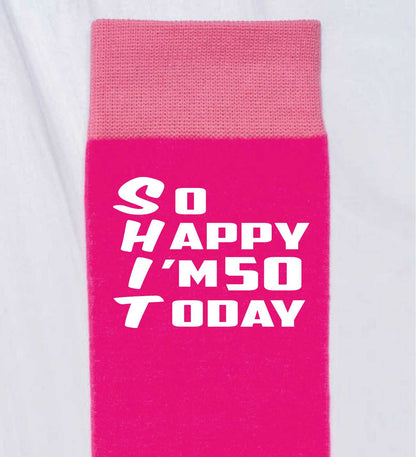 50th Birthday Gift 50 Year Old Gift Ladies Pink Funny Socks Novelty Age 50