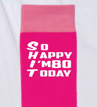 80th Birthday Gift 80 Year Old Gift Ladies Pink Funny Socks Novelty Age 80