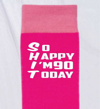 90th Birthday Gift 90 Year Old Gift Ladies Pink Funny Socks Novelty Age 90