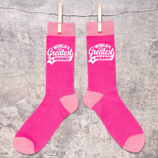 Greatest Mummy Ladies Pink Socks Funny Novelty Birthday Mothers Day Gift