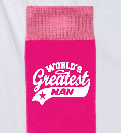 Greatest Nan Ladies Pink Socks Funny Novelty Birthday Mothers Day Gift