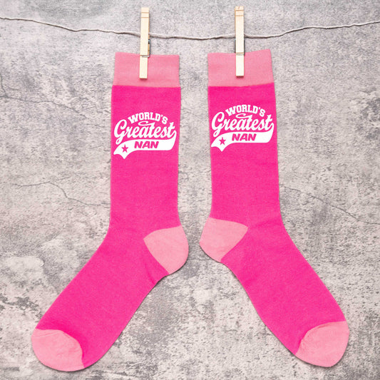 Greatest Nan Ladies Pink Socks Funny Novelty Birthday Mothers Day Gift