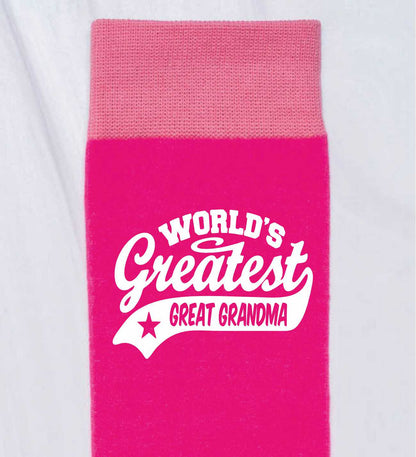 Greatest Great Grandma Ladies Pink Socks Funny Novelty Birthday Mothers Day